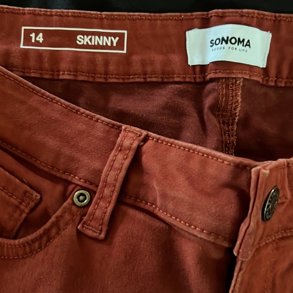 Women’s Sonoma pants/jeans.  Rust colored, size 14. Worn twice. - Picture 3 of 3